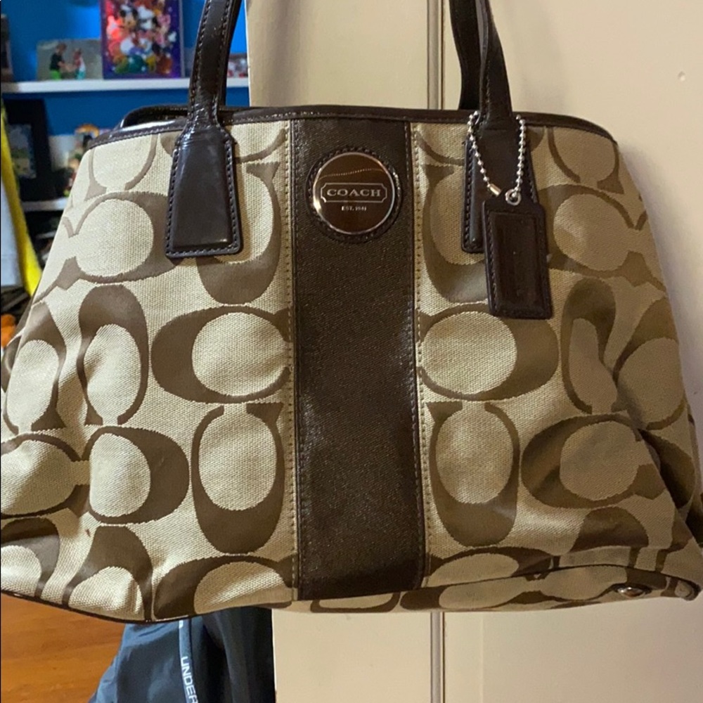 Authentic Signature Brown Coach Handbag